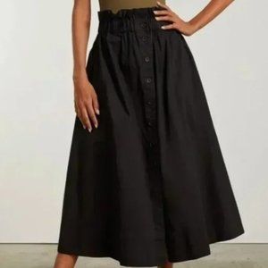 NWT Everlane The Easy Button Front Skirt Black Size M 100% Cotton Midi Skirt